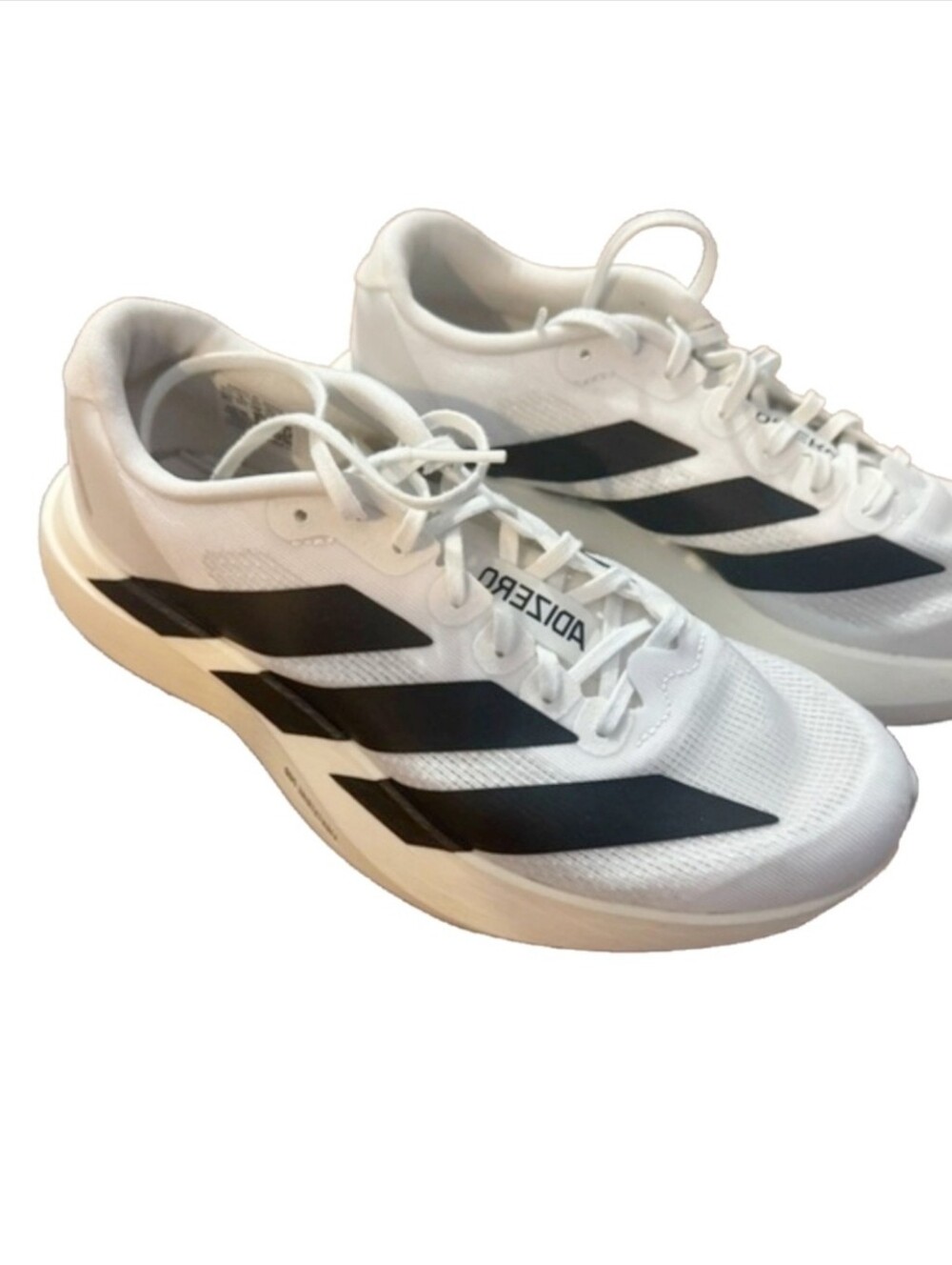 Adidas Womens White Athletic Shoes with Black Stripess